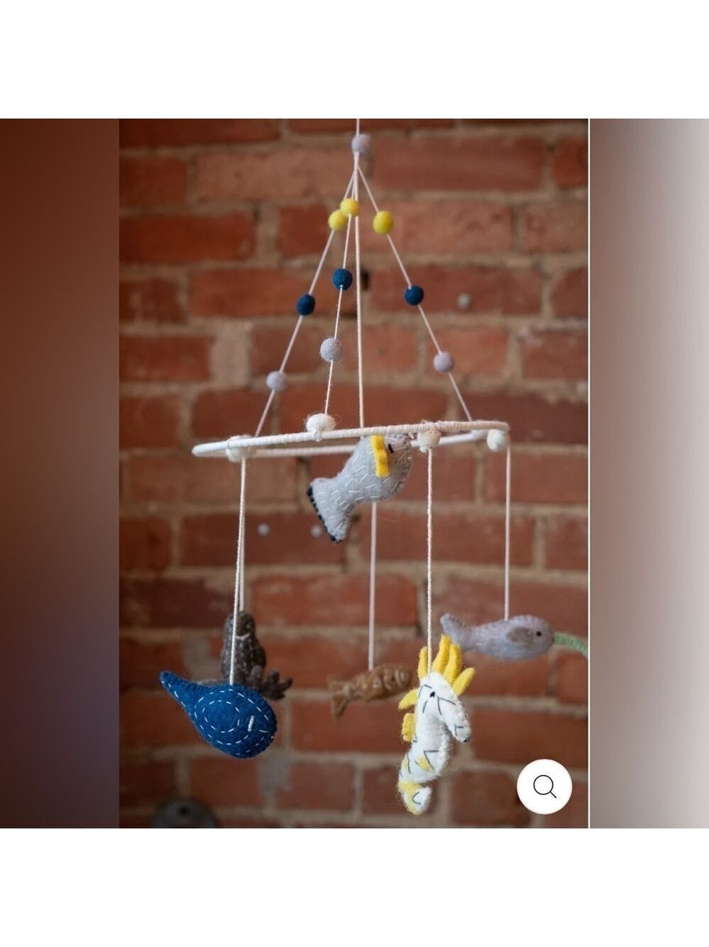 Creative Co-Op Wool Felt Sea Animal Mobile, 9" Round x 25" H, Multicolor NWT
